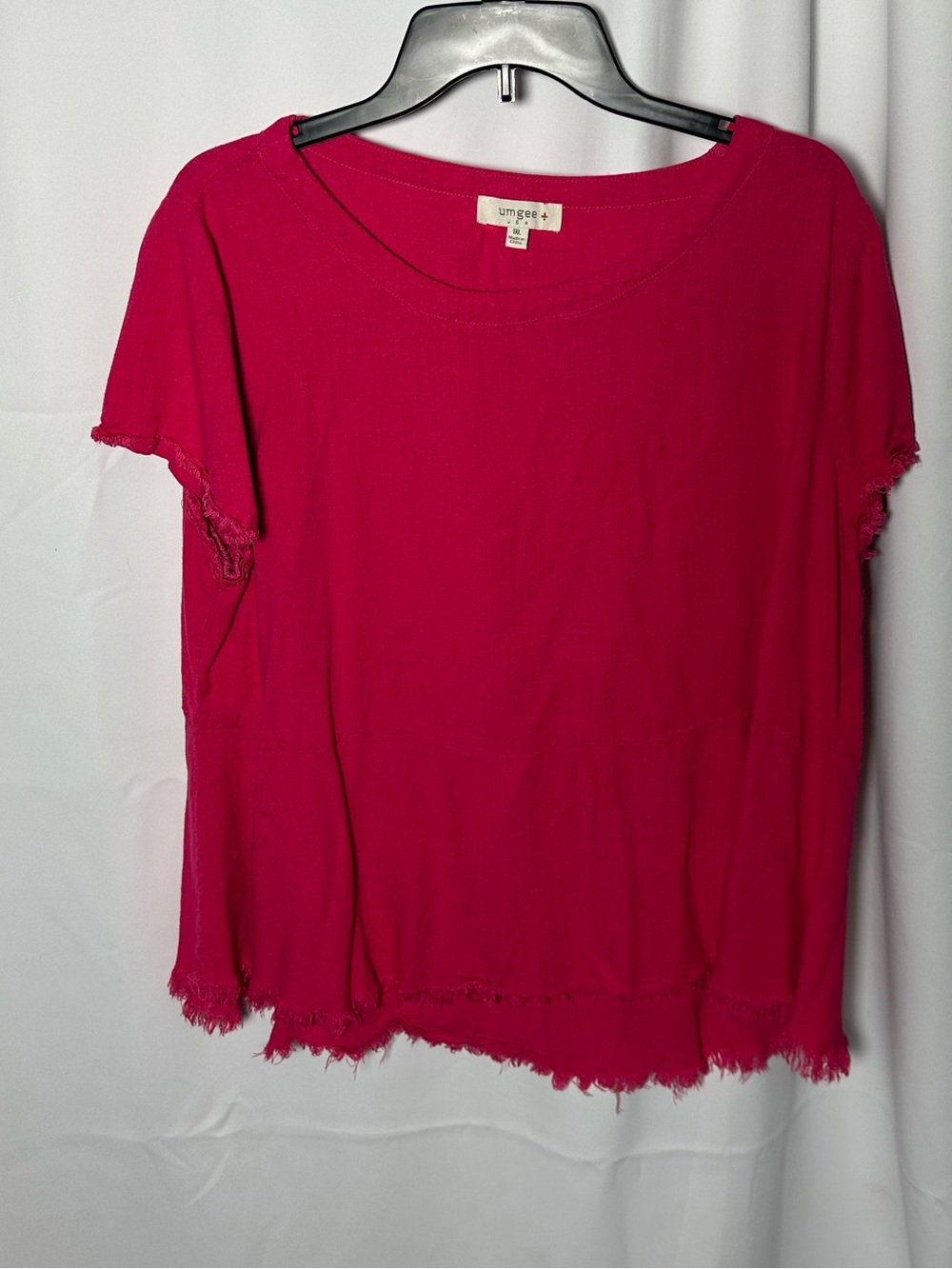 Umgee Pink Short Sleeve Raw-Hem Tee 1x